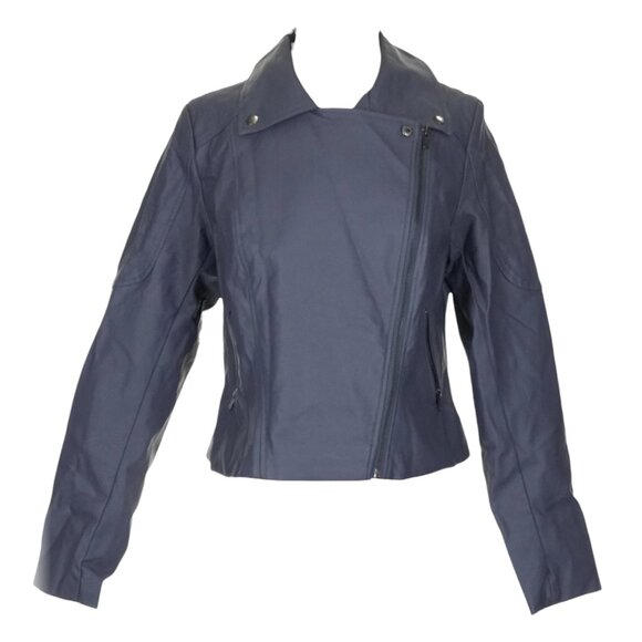 City Chic Women's Blue Gray Faux Leather Jacket, 2XS - Picture 2 of 9